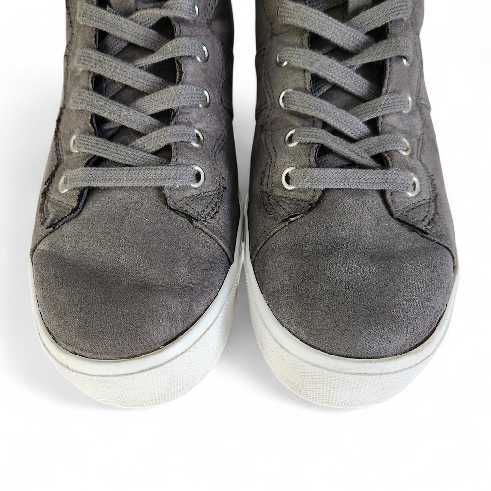 MARC FISHER Grey Suede High Top Sneakers Shearling Lined Dapyr 9m - Picture 8 of 12